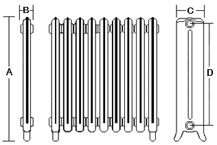 Cast Iron Radiator Dimension Diagram